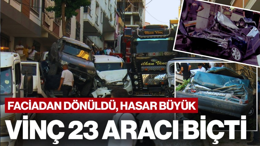 Başakşehir'de Faciadan Dönüldü: Vinç, Park Halindeki 23 Aracı Biçti