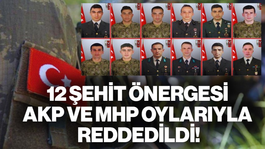 Şehit Olan 12 Askere İlişkin Araştırma Önergesi AKP ve MHP Oylarıyla Reddedildi