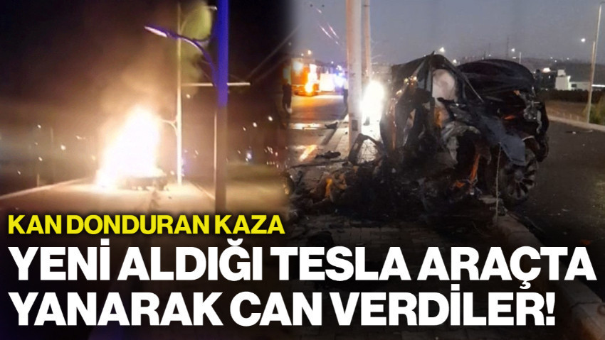 Kan Donduran Kaza! Yeni Aldığı Tesla Marka Araç Sonu Oldu, İki Kişi Yanarak Öldü