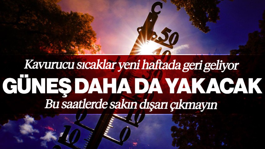 Güneş Daha da Yakacak! Kavurucu Sıcaklar Yeni Haftada Geri Geliyor, Bu Saatlerde Dışarı Çıkmayın