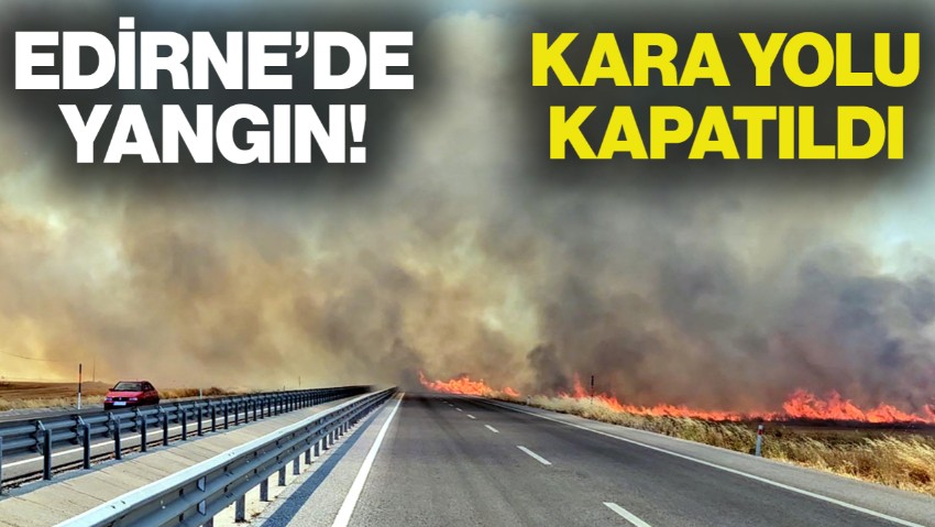Edirne'de Korkutan Yangın! Kara Yolu Kapatıldı
