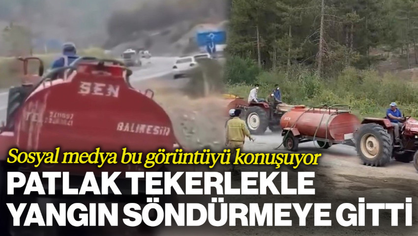 Herkesi Duygulandıran Görüntü... Patlak Tekerlekle Alevleri Söndürmeye Gitti