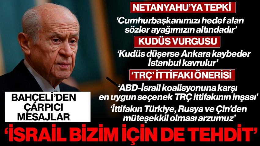 Bahçeli'den Cumhurbaşkanı Erdoğan'ı Hedef Alan Netanyahu'ya Sert Tepki: 'İsrail Bizim İçin de Tehdit'