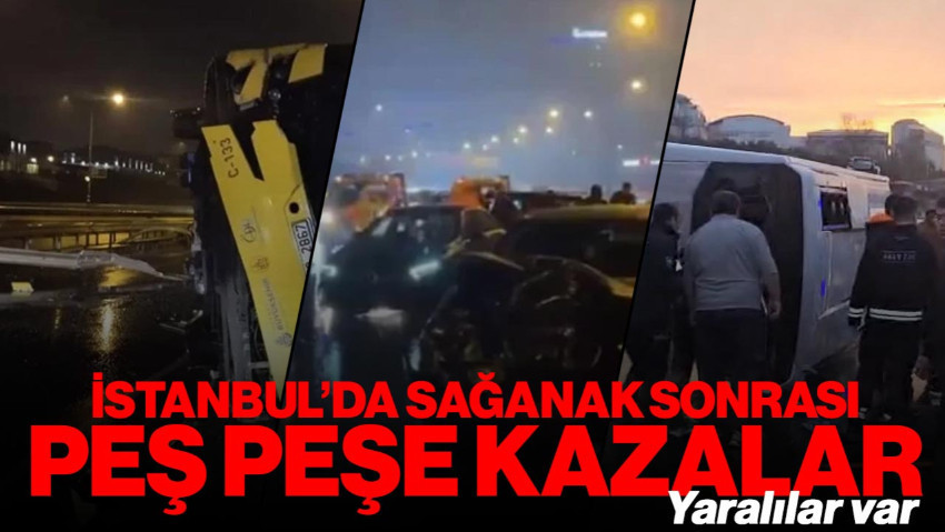 İstanbul'da Sağanak Sonrası Peş Peşe Kazalar! Servis Minibüsü Devrildi