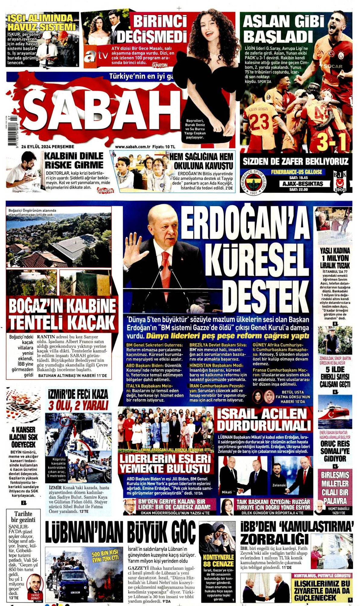 Sabah Gazetesi Manşeti